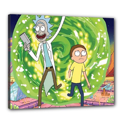 Rick And Morty Adventure Time Cartoon Canvas 24  X 20  (stretched)