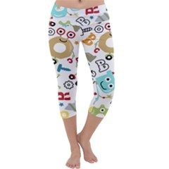 Seamless Pattern Vector With Funny Robots Cartoon Capri Yoga Leggings by Hannah976