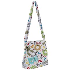 Seamless Pattern Vector With Funny Robots Cartoon Zipper Messenger Bag by Hannah976