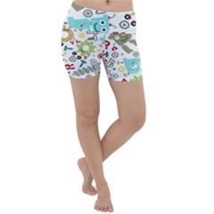 Seamless Pattern Vector With Funny Robots Cartoon Lightweight Velour Yoga Shorts by Hannah976