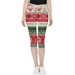 Ugly Sweater Merry Christmas  Inside Out Lightweight Velour Capri Leggings  by artworkshop