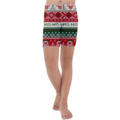 Ugly Sweater Merry Christmas  Kids  Lightweight Velour Capri Yoga Leggings by artworkshop