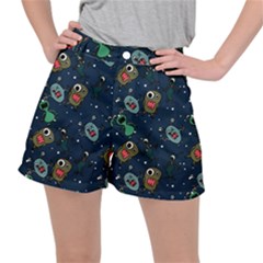 Monster Alien Pattern Seamless Background Women s Ripstop Shorts