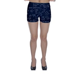 Mathematical Seamless Pattern With Geometric Shapes Formulas Skinny Shorts by Hannah976
