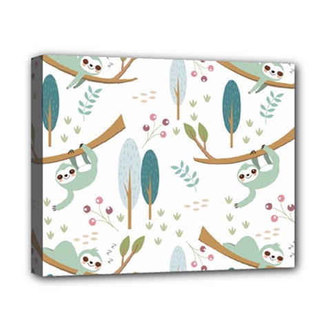 Pattern Sloth Woodland Canvas 10  X 8  (stretched) by Hannah976