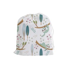Pattern Sloth Woodland Drawstring Pouch (large) by Hannah976