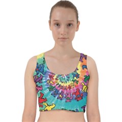 Grateful Dead Bears Tie Dye Vibrant Spiral Velvet Racer Back Crop Top by Bedest