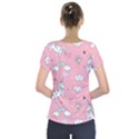 Cute Unicorn Seamless Pattern Short Sleeve Front Detail Top View2