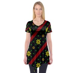 Background Pattern Texture Design Short Sleeve Tunic  by Jatiart