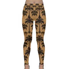 Camel Palm Tree Patern Classic Yoga Leggings by Jatiart