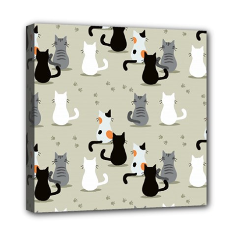 Cute Cat Seamless Pattern Mini Canvas 8  X 8  (stretched)