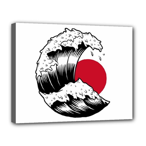 Japanese Sun & Wave Canvas 14  X 11  (stretched) by Cendanart