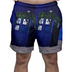 Stuck Tardis Beach Doctor Who Police Box Sci-fi Men s Shorts by Cendanart