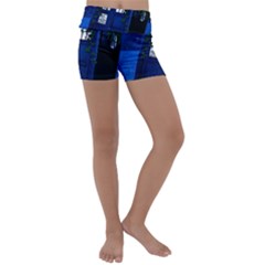 Stuck Tardis Beach Doctor Who Police Box Sci-fi Kids  Lightweight Velour Yoga Shorts by Cendanart