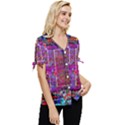 Technology Circuit Board Layout Pattern Bow Sleeve Button Up Top View3