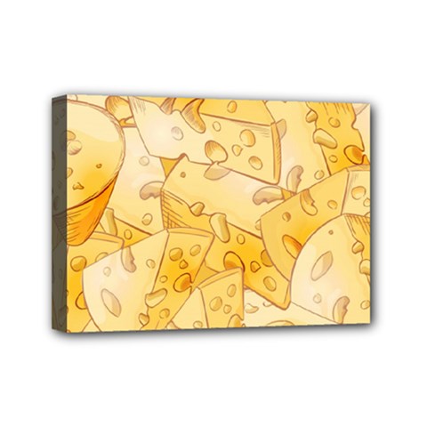 Cheese Slices Seamless Pattern Cartoon Style Mini Canvas 7  X 5  (stretched)