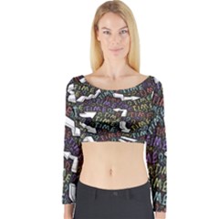 Mental Emojis Emoticons Icons Long Sleeve Crop Top