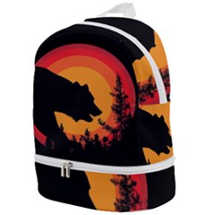 Forest Bear Silhouette Sunset Zip Bottom Backpack