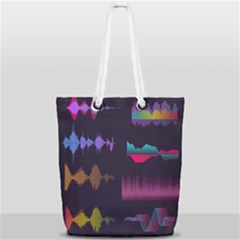 Colorful Sound Wave Set Full Print Rope Handle Tote (small) by Bedest