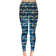 Navy Lights Colorful With Christmas Elements In A Flat Style Leggings