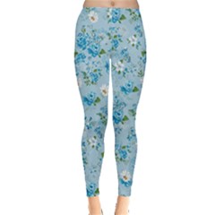 Light Blue Peony Blue Water With Pattern Tree Japanese Cherry Blossom Women s Leggings by CoolDesigns