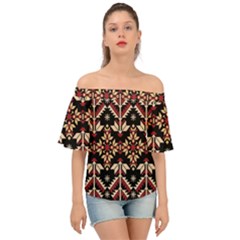 Vector Illustration Of Ukrainian Folk Seamless Pattern Ethnic Ornament Border Element Traditional Off Shoulder Short Sleeve Top by Bedest