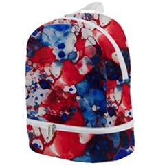 Red White And Blue Alcohol Ink France Patriotic Flag Colors Alcohol Ink  Zip Bottom Backpack by PodArtist