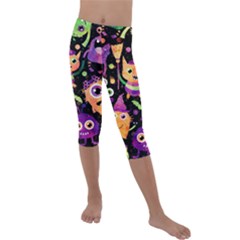 Fun Halloween Monsters Kids  Lightweight Velour Capri Leggings  by Grandong