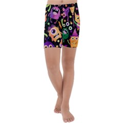 Fun Halloween Monsters Kids  Lightweight Velour Capri Yoga Leggings by Grandong