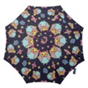 Owl Stars Pattern Background Hook Handle Umbrellas (Large) View1