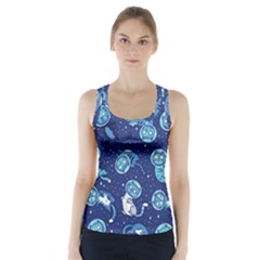 Cat Astronaut Space Suit Pattern Racer Back Sports Top