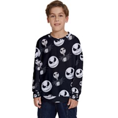 Jack Print, White, Before, Plain, Black, Simple, Christmas Kids  Crewneck Sweatshirt