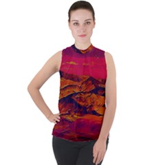 Time Wind Polishpattern Architecture Building City Cityscape Nature Pop-art Pop Surrealism  Retrowave Mock Neck Chiffon Sleeveless Top by Cemarart