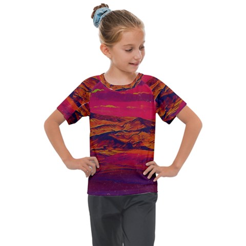 Time Wind Polishpattern Architecture Building City Cityscape Nature Pop-art Pop Surrealism  Retrowave Kids  Mesh Piece T-shirt by Cemarart