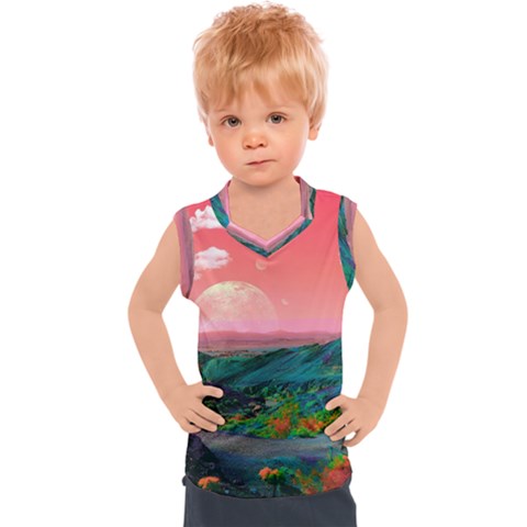 Unicorn Valley Aesthetic Clouds Landscape Mountain Nature Pop Art Surrealism Retrowave Kids  Sport Tank Top by Cemarart