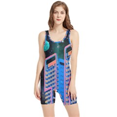 Fantasy City Architecture Building Cityscape Women s Wrestling Singlet by Cemarart