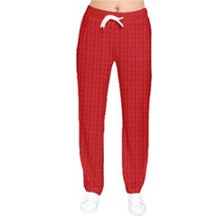 Ed Lego Texture Macro, Red Dots Background, Lego, Red Women Velvet Drawstring Pants