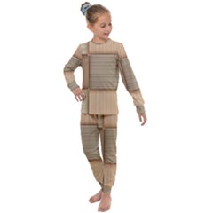 Wooden Wickerwork Textures, Square Patterns, Vector Kids  Long Sleeve Set 
