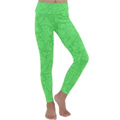 Green-2 Kids  Lightweight Velour Classic Yoga Leggings