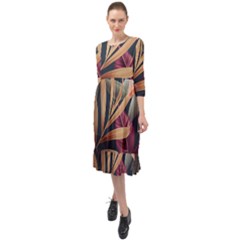 Flowers, Green, Hold, Huawei Ruffle End Midi Chiffon Dress
