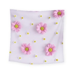 Springpurple Flower On A Purple Background Square Tapestry (small)