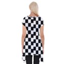 Black White Checker Pattern Checkerboard Short Sleeve Side Drop Tunic View2