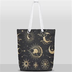 Asian Set With Clouds Moon Sun Stars Vector Collection Oriental Chinese Japanese Korean Style Full Print Rope Handle Tote (small) by Grandong