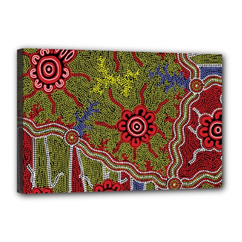Authentic Aboriginal Art - Connections Canvas 18  X 12  (stretched) by hogartharts