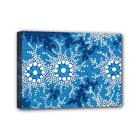 Authentic Aboriginal Art - Waterhole Dreaming Mini Canvas 7  X 5  (stretched) by hogartharts