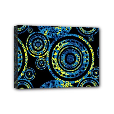 Authentic Aboriginal Art - Circles (paisley Art) Mini Canvas 7  X 5  (stretched) by hogartharts