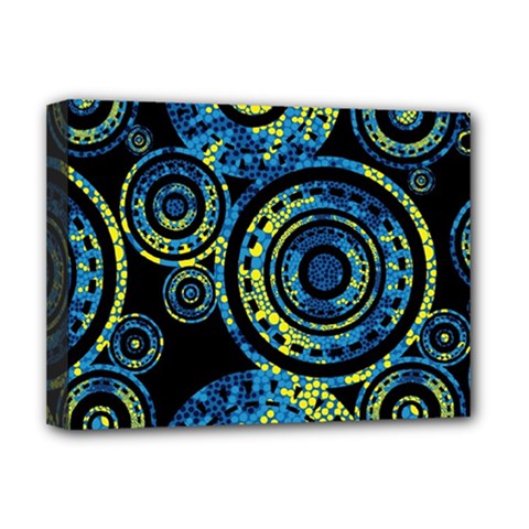 Authentic Aboriginal Art - Circles (paisley Art) Deluxe Canvas 16  X 12  (stretched)  by hogartharts