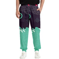 Colorful Background, Material Design, Geometric Shapes Men s Elastic Waist Pants