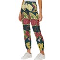 Seamless Pizza Slice Pattern Illustration Great Pizzeria Background Women s Cropped Drawstring Pants View2