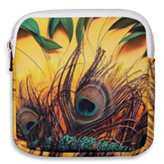 Sunset Illustration Water Night Sun Landscape Grass Clouds Painting Digital Art Drawing Mini Square Pouch by Cemarart